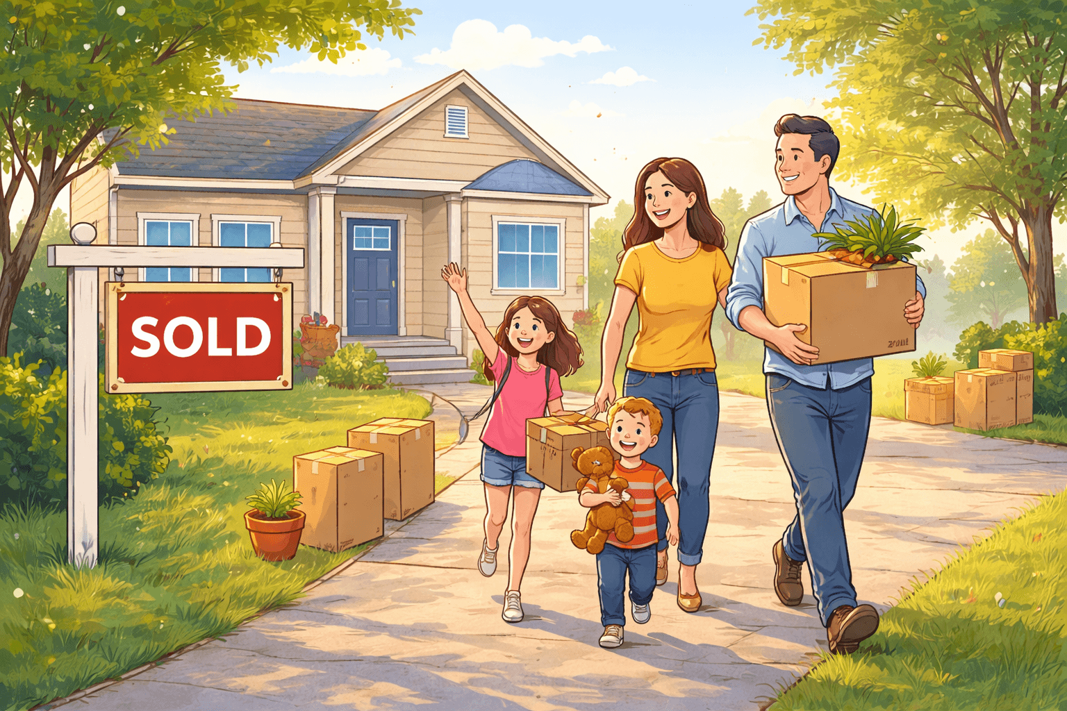 Family after selling their home fast for cash