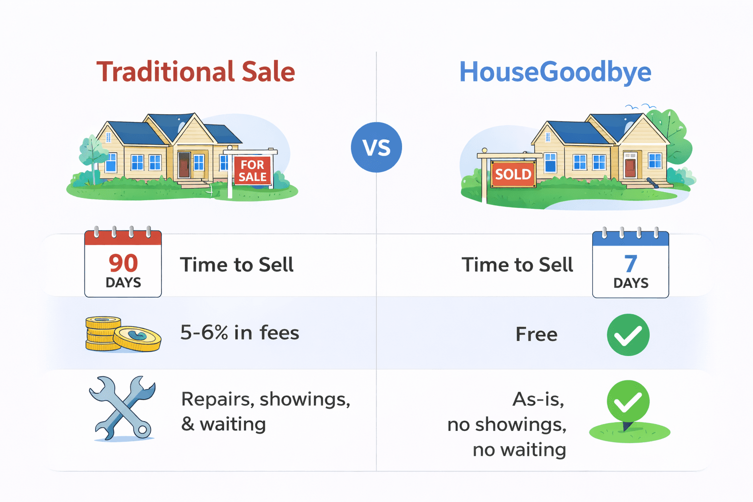 Traditional home sale vs. Cash home sale