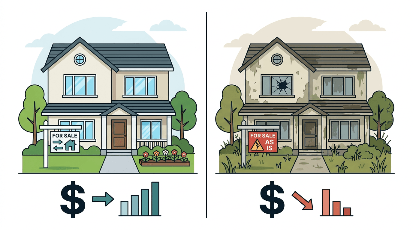 Compare the potential sale price of a repaired house versus how much you lose selling a house as is.