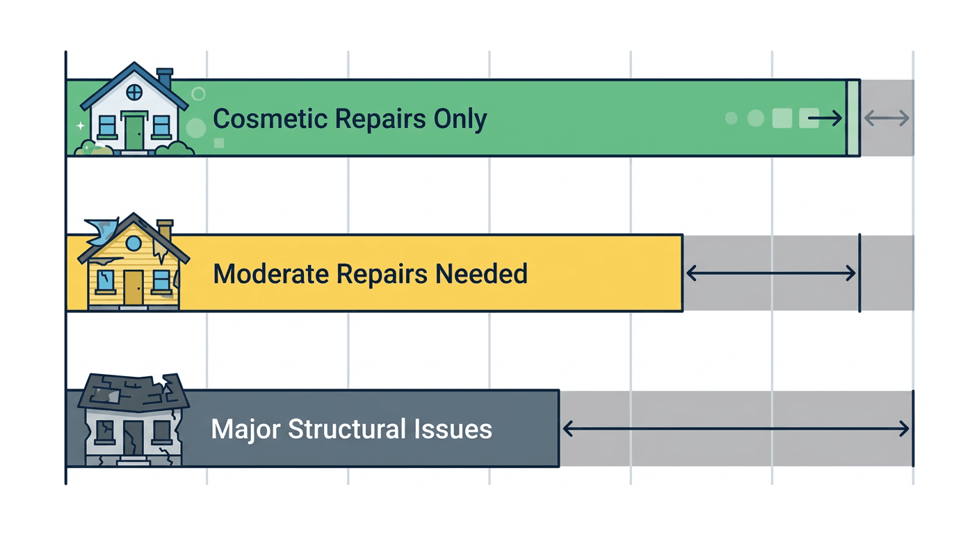 Chart illustrating how much you lose selling a house as is based on repair severity.