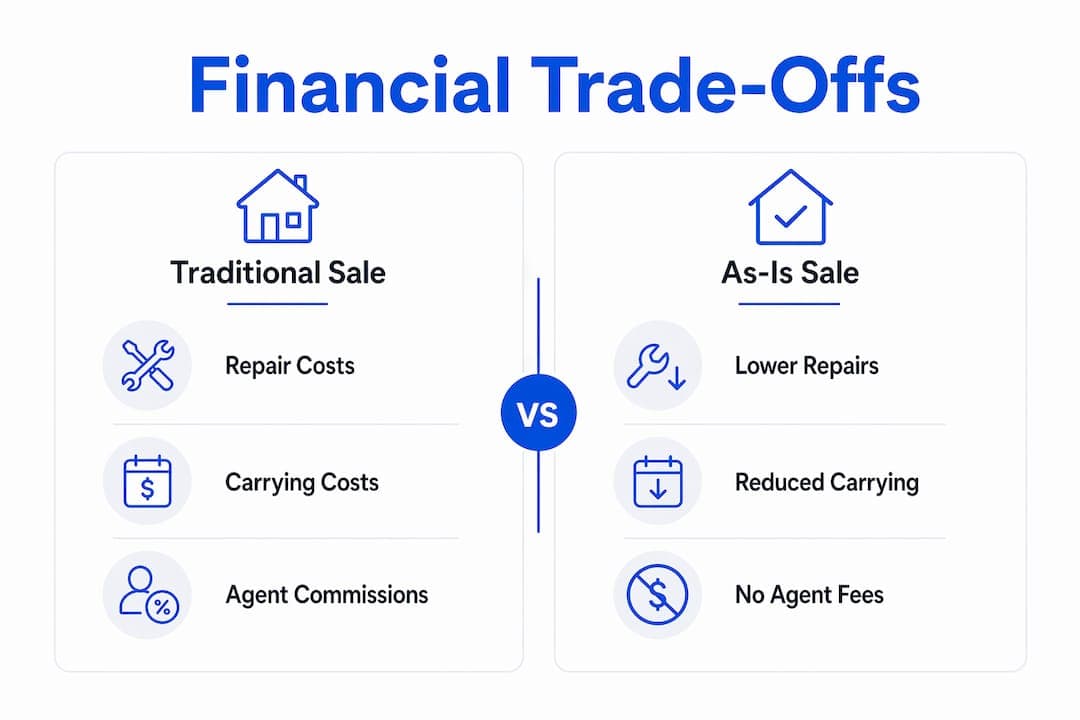 Infographic comparing financial trade-offs of home sale types