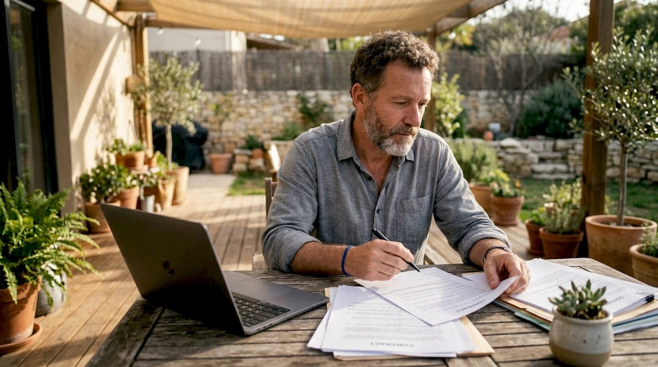 Man reviewing inherited property documents