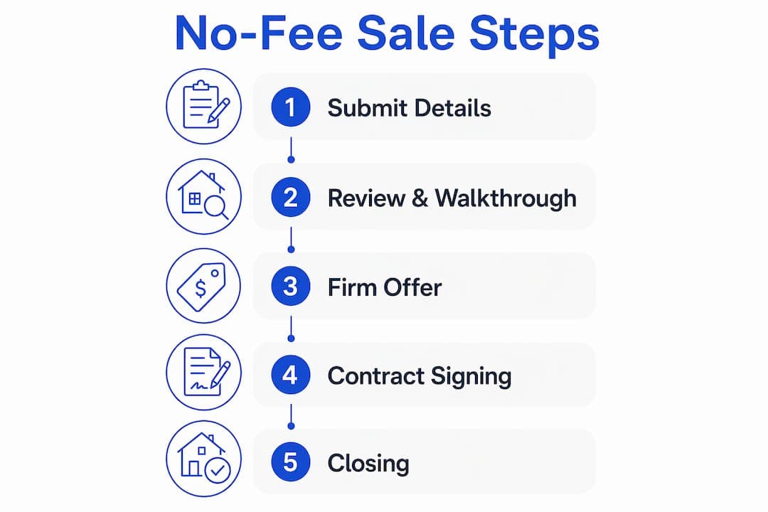 Infographic showing steps in no-fee home sale process