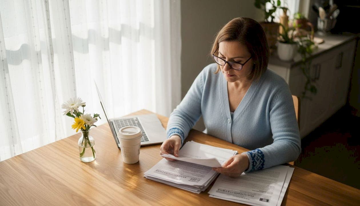 Homeowner reviewing real estate commission documents