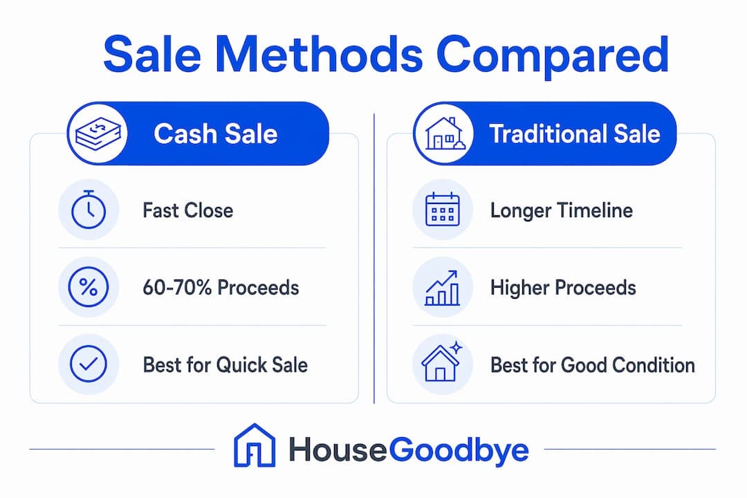 Infographic comparing inherited home sale methods