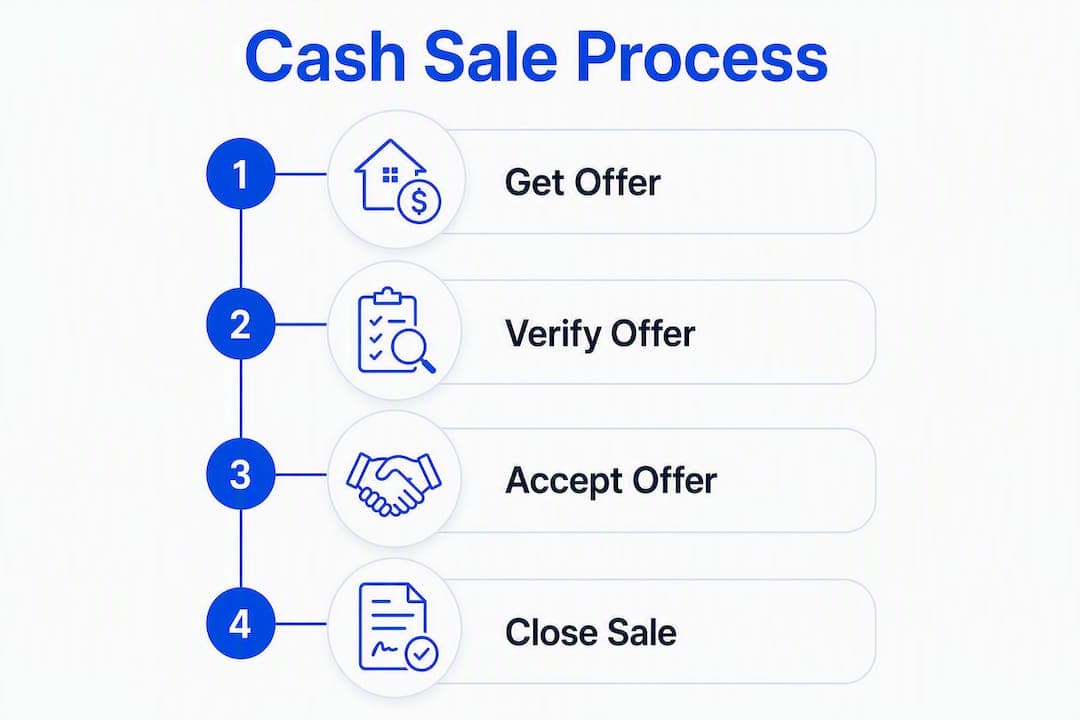 Infographic showing steps from cash offer to closing