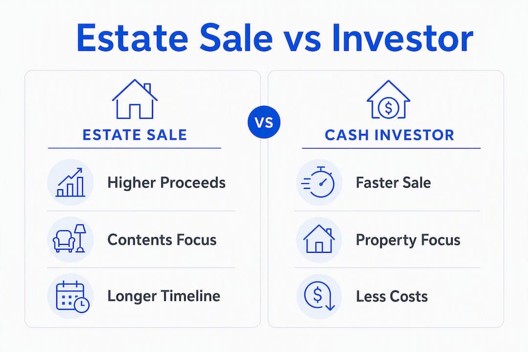 Infographic comparing estate sales and cash investor offers