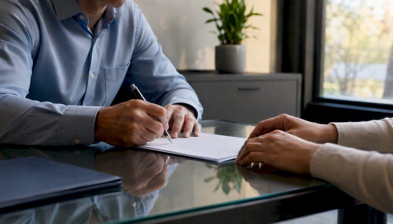 Hands exchanging house keys during closing
