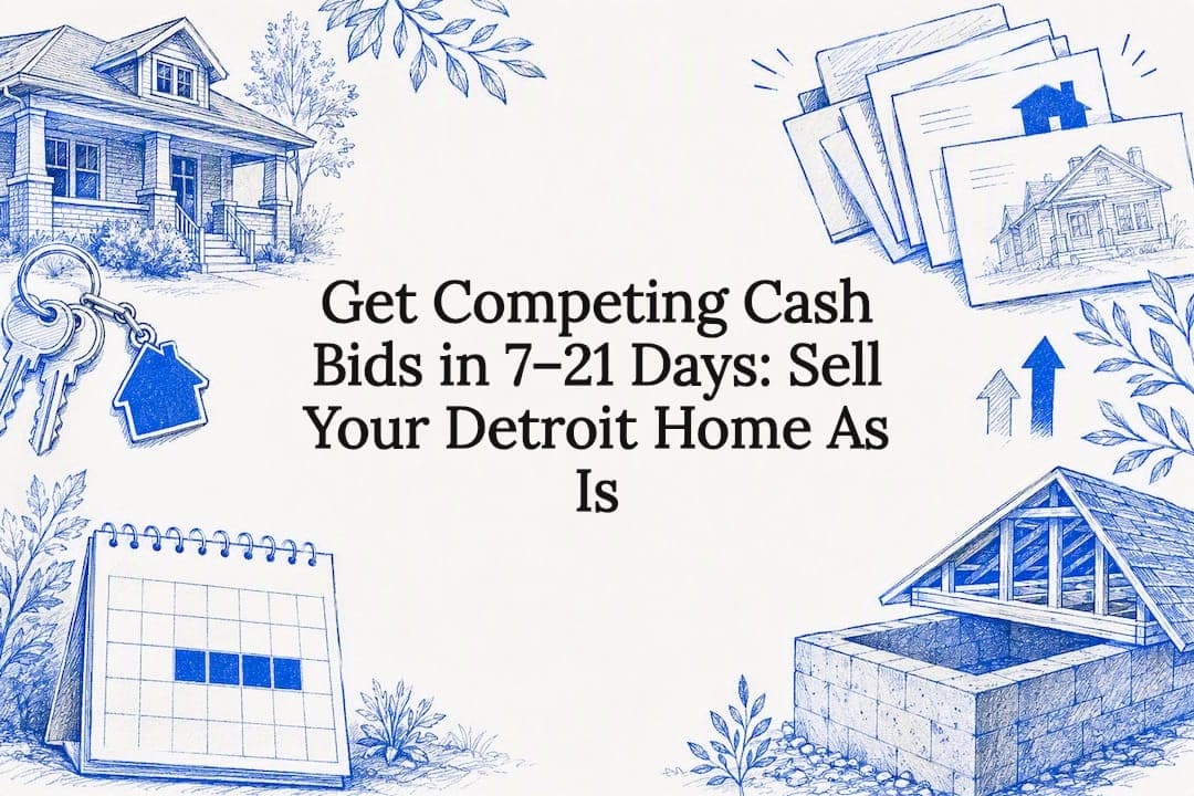 Get competing vetted cash offers for your Detroit home as is and often close in 7–21 days. Expect offers about 10–20% below a repaired listing; compare...