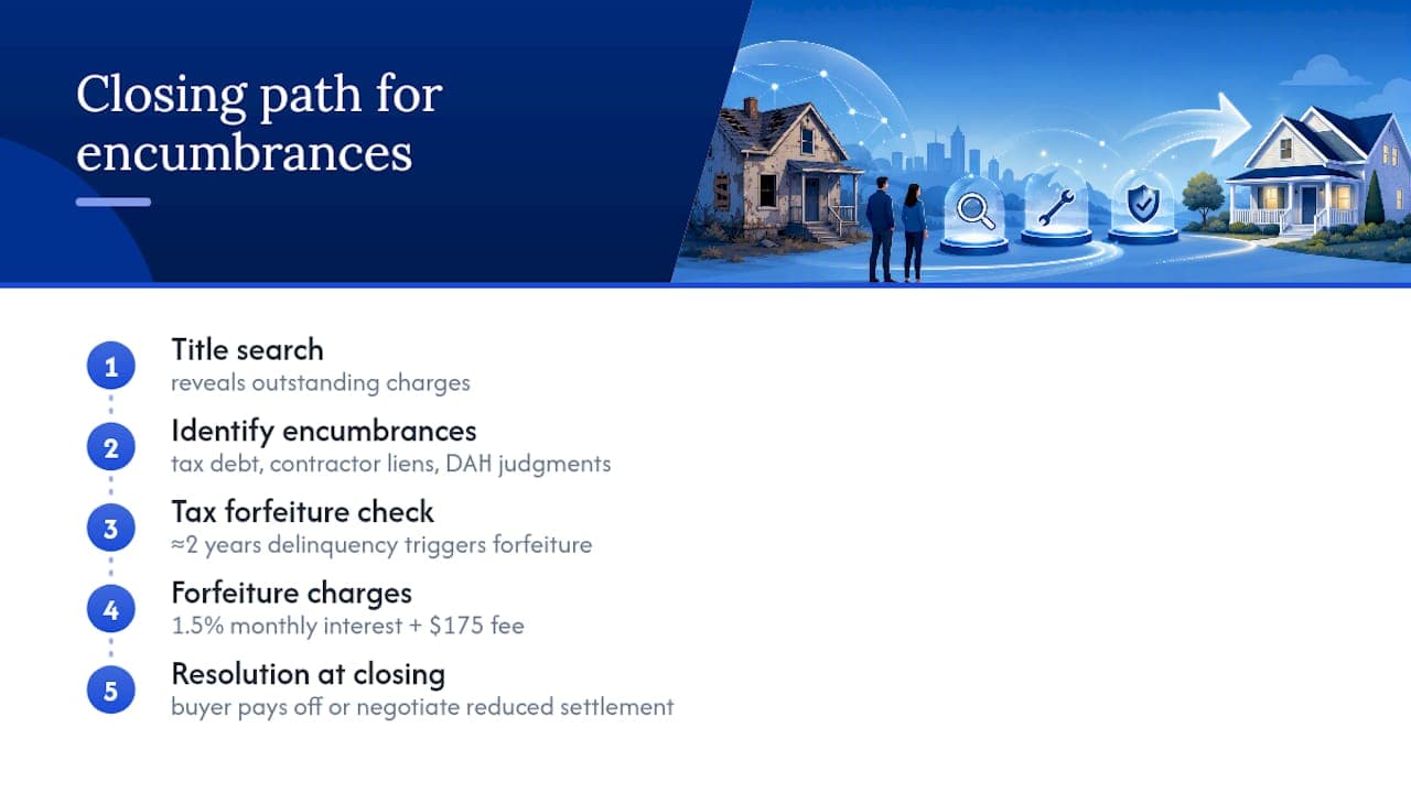 Property debts resolved before closing