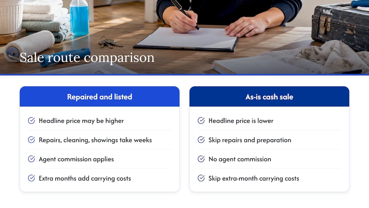 Costs and timeline in two sale options