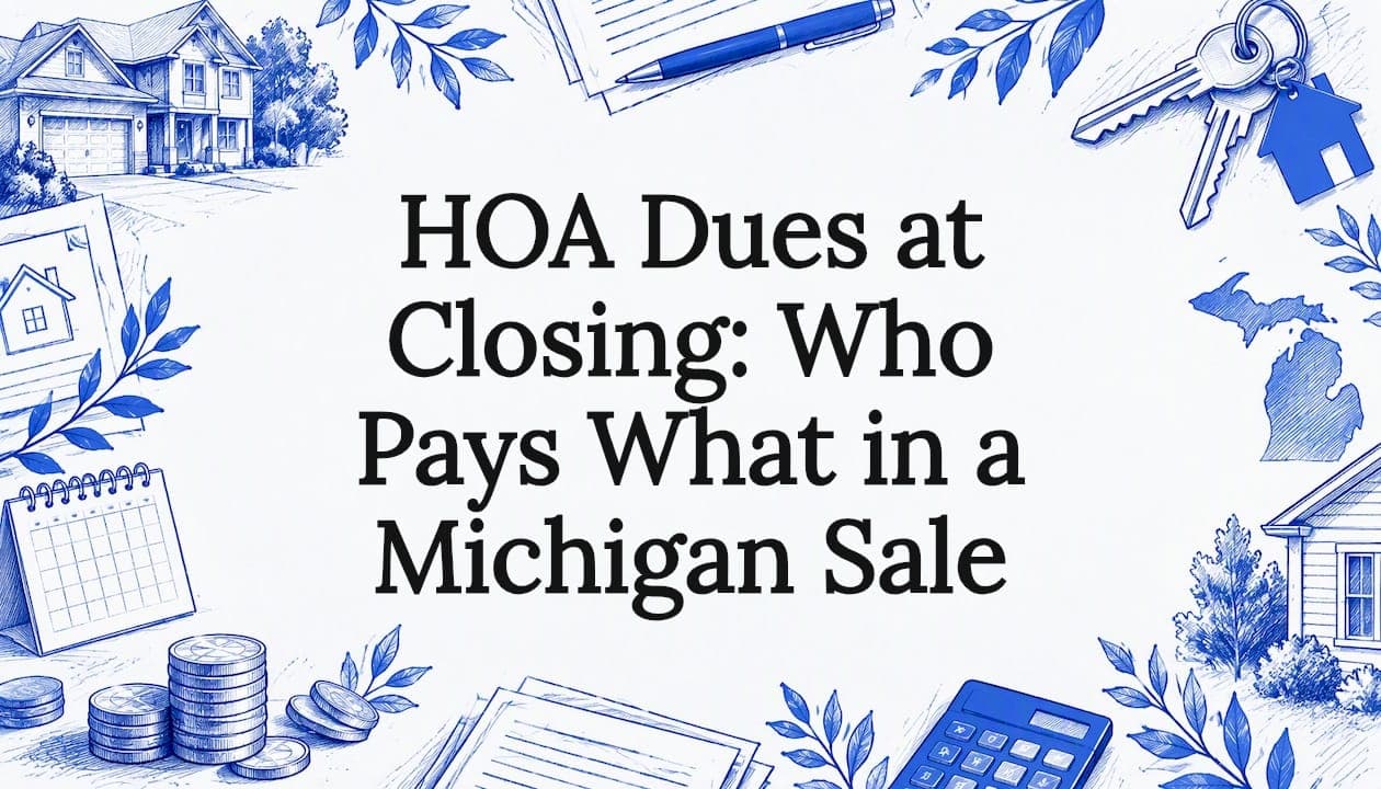 How HOA dues are prorated at closing, what unpaid assessments can cost a seller, and how Michigan condo law affects the payoff. A plain guide for sellers.